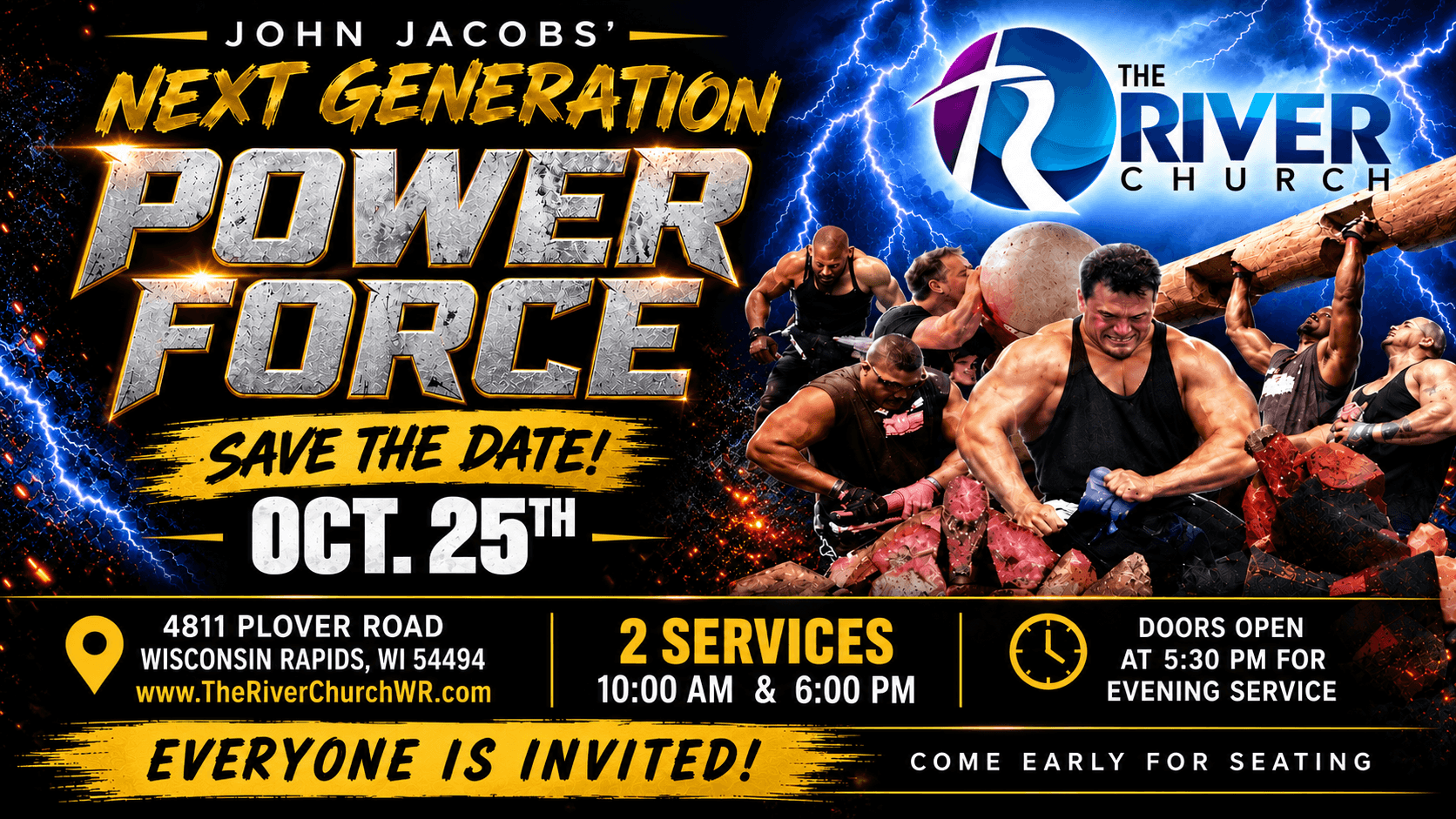 John Jacobs’ Next Generation Power Force at The River Church — October 25, services at 10:00 AM and 6:00 PM